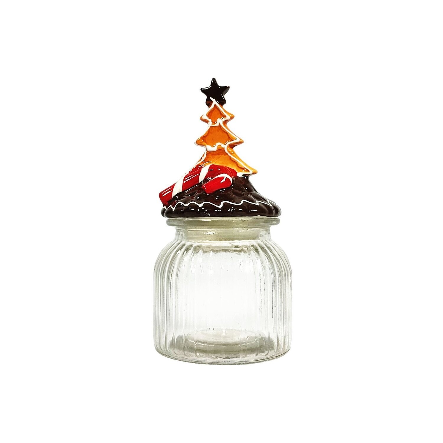 Storage Jar Glass With Chocolate Frosting 11x20cm