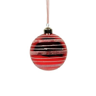 Bauble Glass With Horisontal Lines 8cm