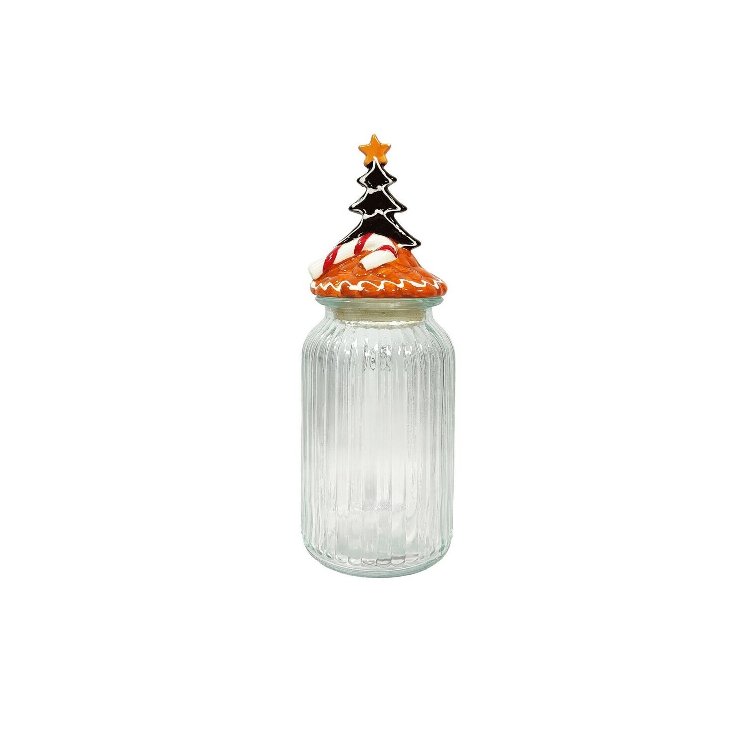 Storage Jar Glass With Carmel Frosting 11x28cm