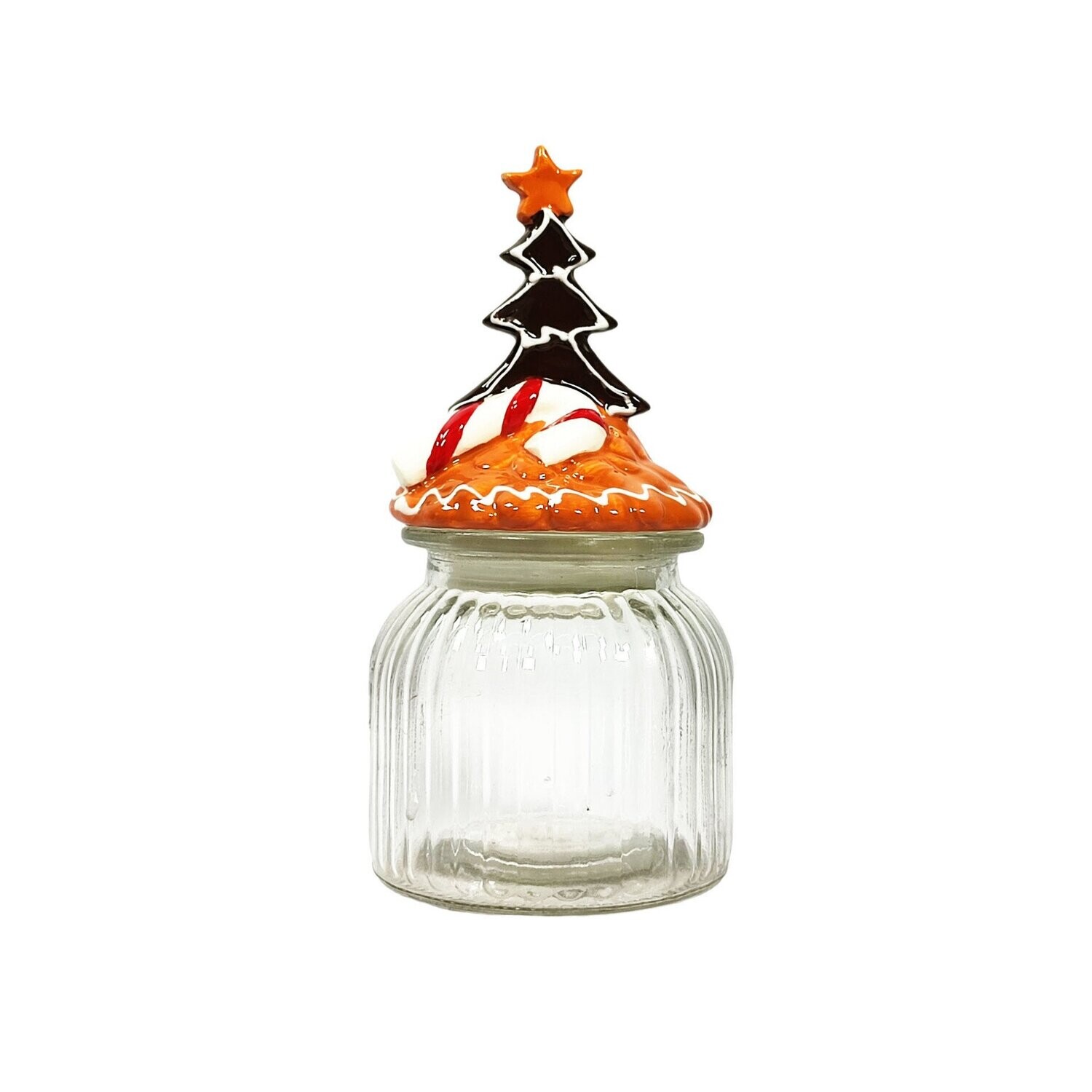 Storage Jar Glass With Carmel Frosting 11x20cm