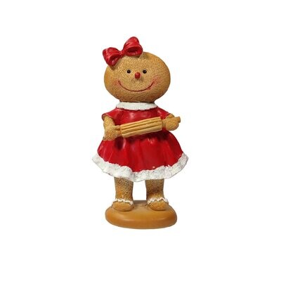 Gingerbread Girl With Red Dress 5.5X8.5X16cm