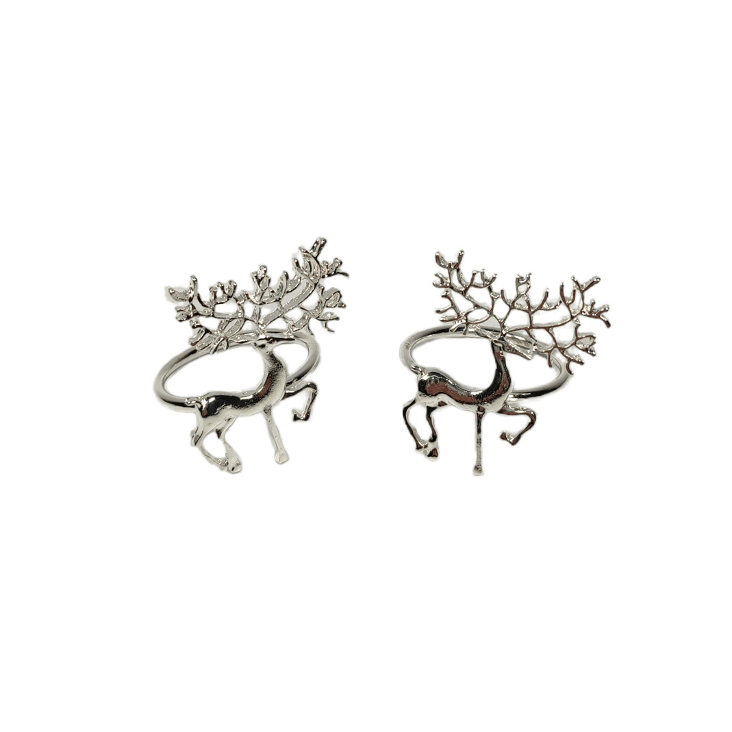 Napkin Ring Reindeer Silver 4x5x4cm Set Of 2