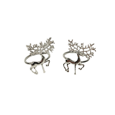 Napkin Ring Reindeer Silver 4x5x4cm Set Of 2