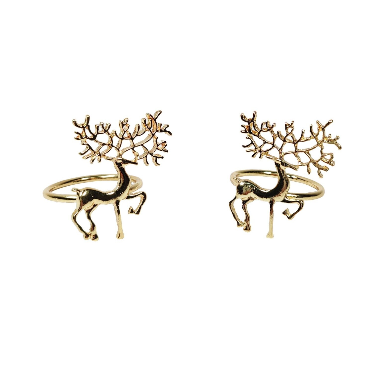 Napkin Ring Reindeer Gold 4x5x4cm Set Of 2