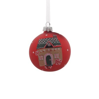 Bauble With Gingerbread House With Green Roof 8cm