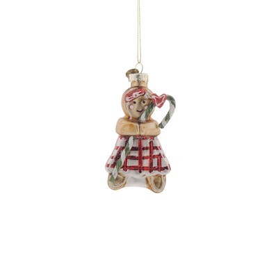 Gingerbread Glass Girl With Red Dress 3x5.5x11cm