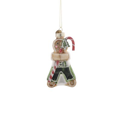 Gingerbread Glass Boy With Green And White Pants 3x5.5x11cm