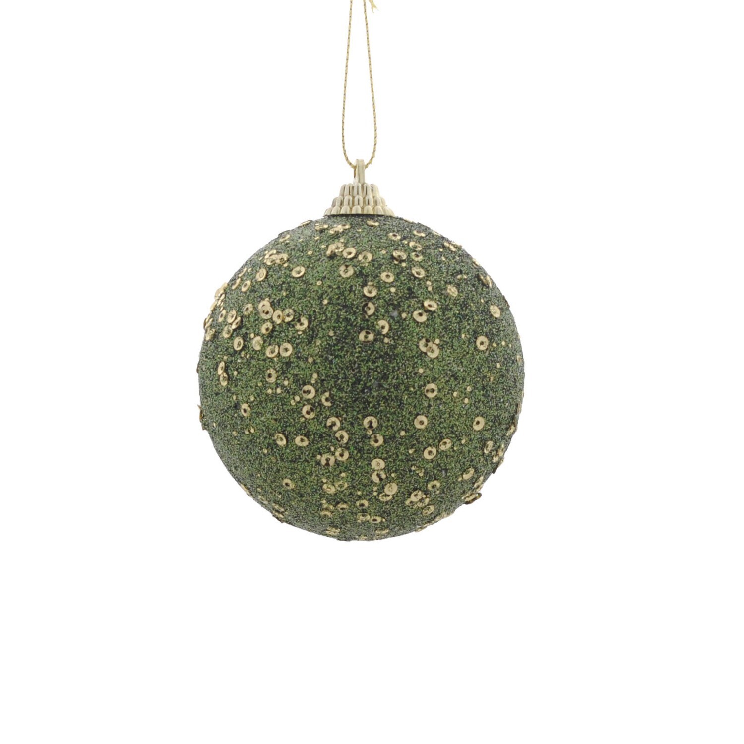 Bauble With Sequins Green 8cm