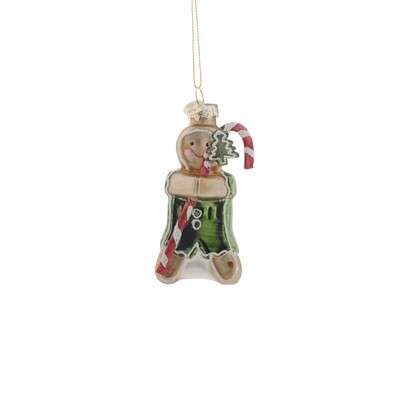 Gingerbread Glass Boy With Green Pants 3x5.5x11cm