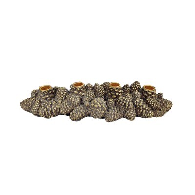 Candle Holder Gold Washed Pinecone 13.5x40.5x7.5cm