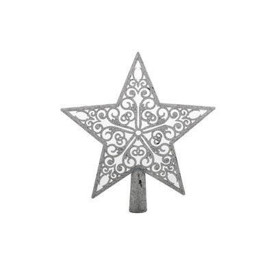 Star Tree Topper Glitter Silver 2.3x20x21.5cm