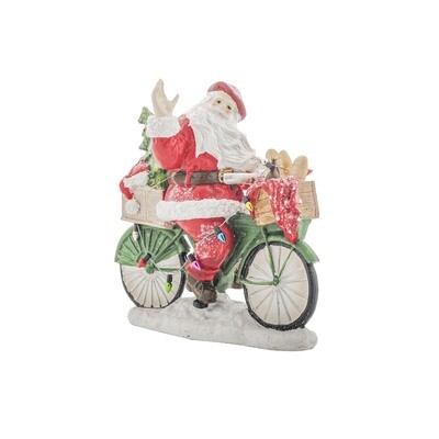 Santa On Bicycle 9x18x17cm