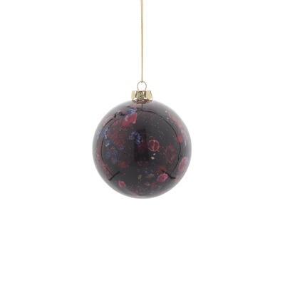 Bauble With Pomegranets And Flowers Oxblood 8cm