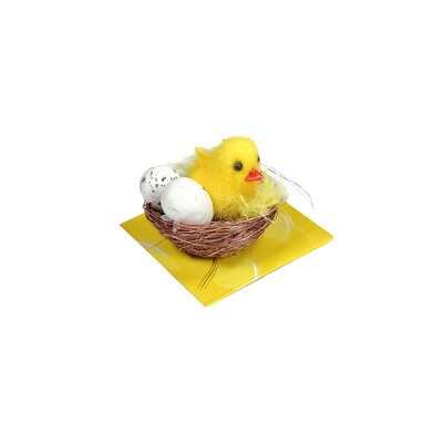 Easter Chicks In Nest With Eggs