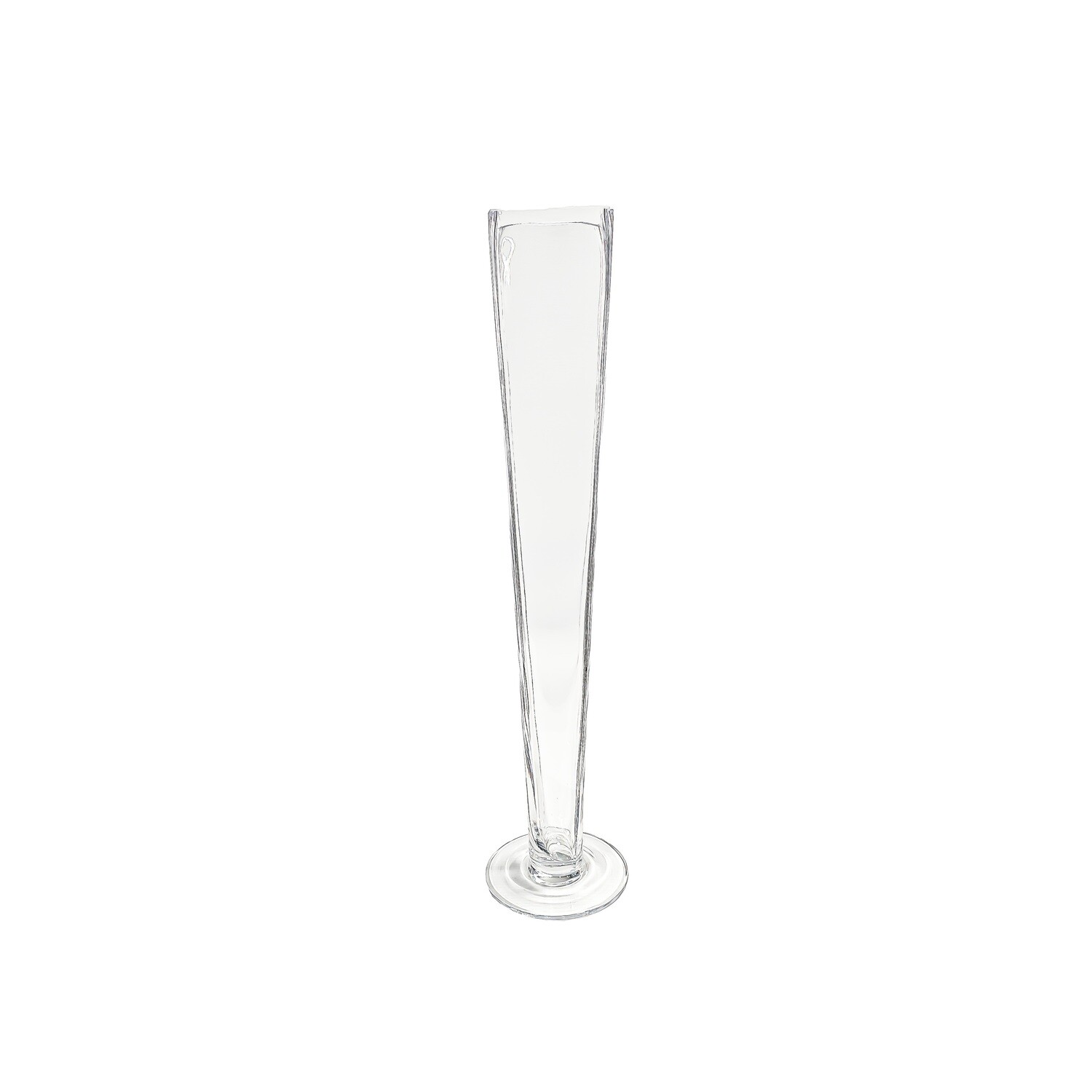 Glass footed square top vase 50cm