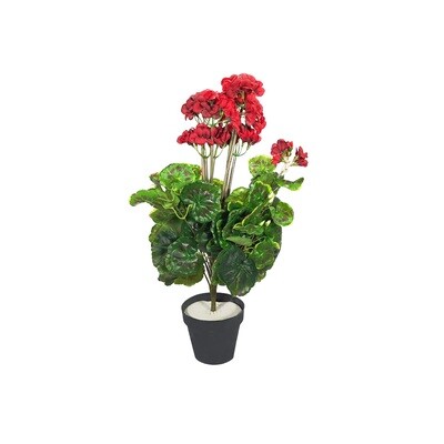Artificial Geranium Pot Plant 40cm Red