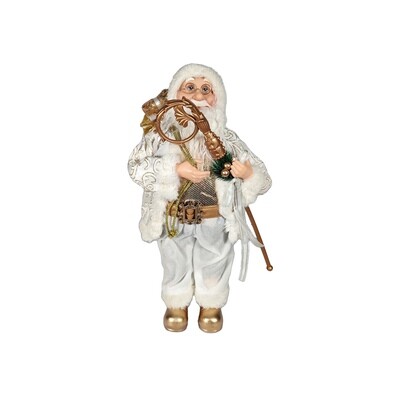 Gold and White Santa with staff 45cm