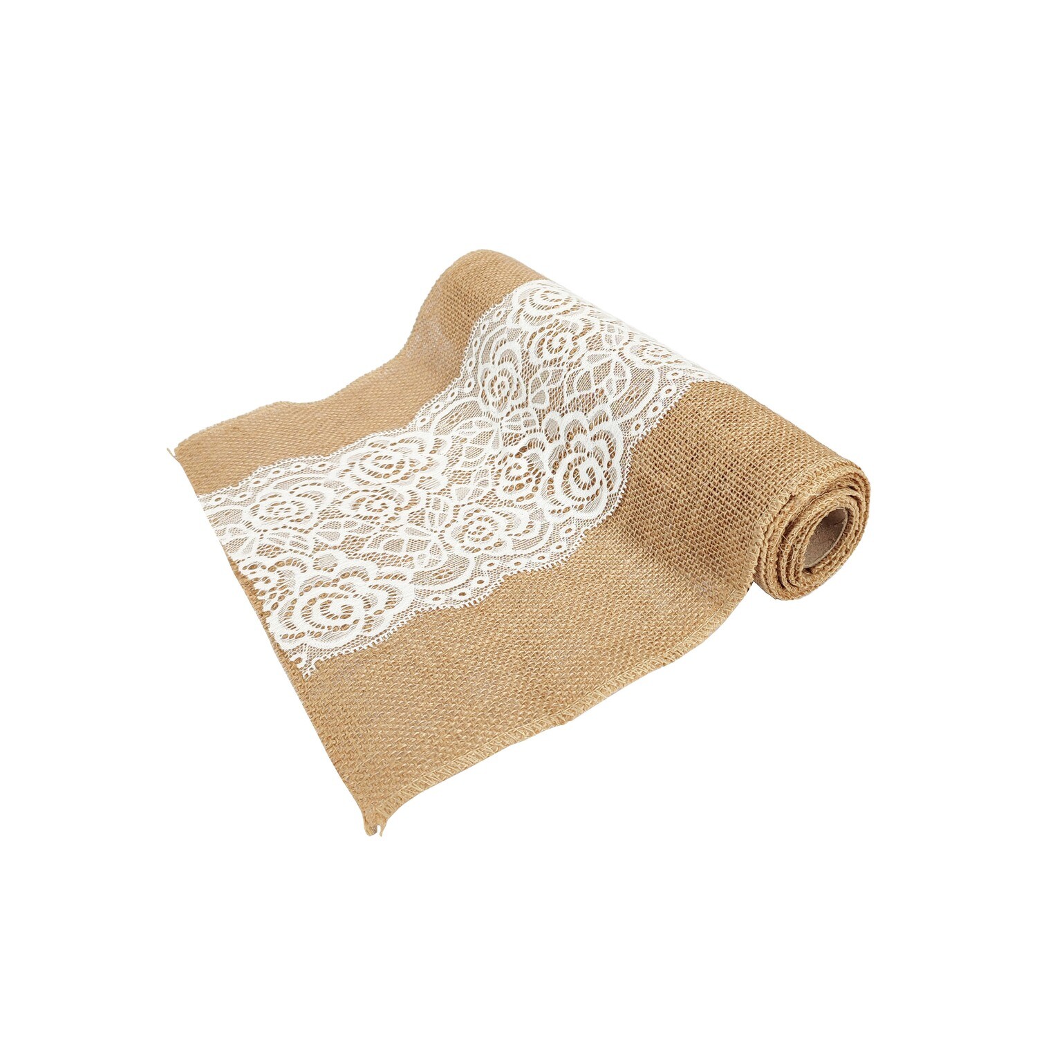 Hessian Table Cloth With Lace