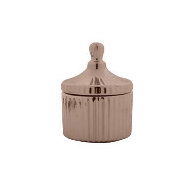 Hammered Bucket With Lid Rosegold 9x9x12cm