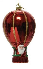 Santa In Hot Air Balloon Red Hanging Ornament 10.8x4.5x6.5cm