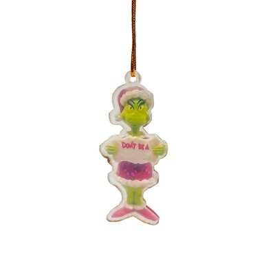 Plastic Hanging Grinch With Sign 8cm