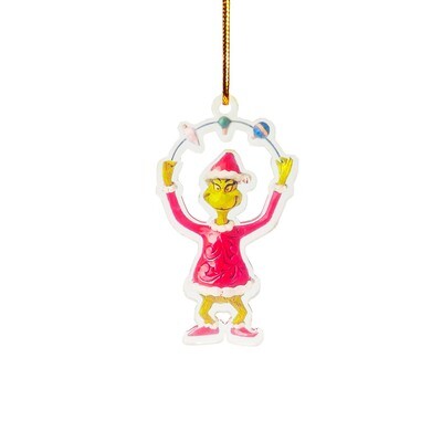 Plastic Hanging Grinch With Lights 8cm