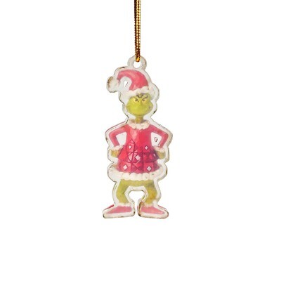 Plastic Hanging Grinch with hands on Side 8cm