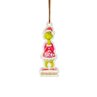 Plastic Hanging Grinch with Hands on Chin 8cm