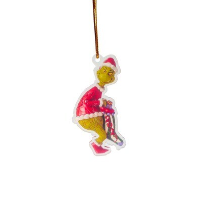 Plastic Hanging Grinch with Sock 8cm
