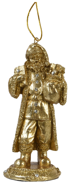 Gold Santa With Present 6x5x12cm