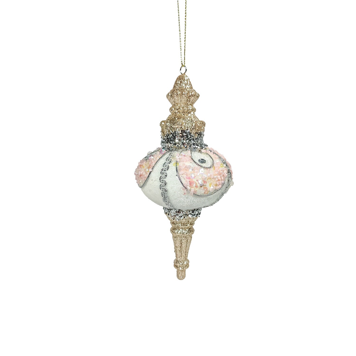 Hanging Ornament Pink,White And Gold 8x8x17cm