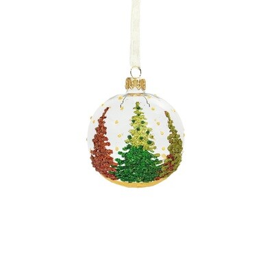 Bauble Glass Clear With 3 Trees 8cm