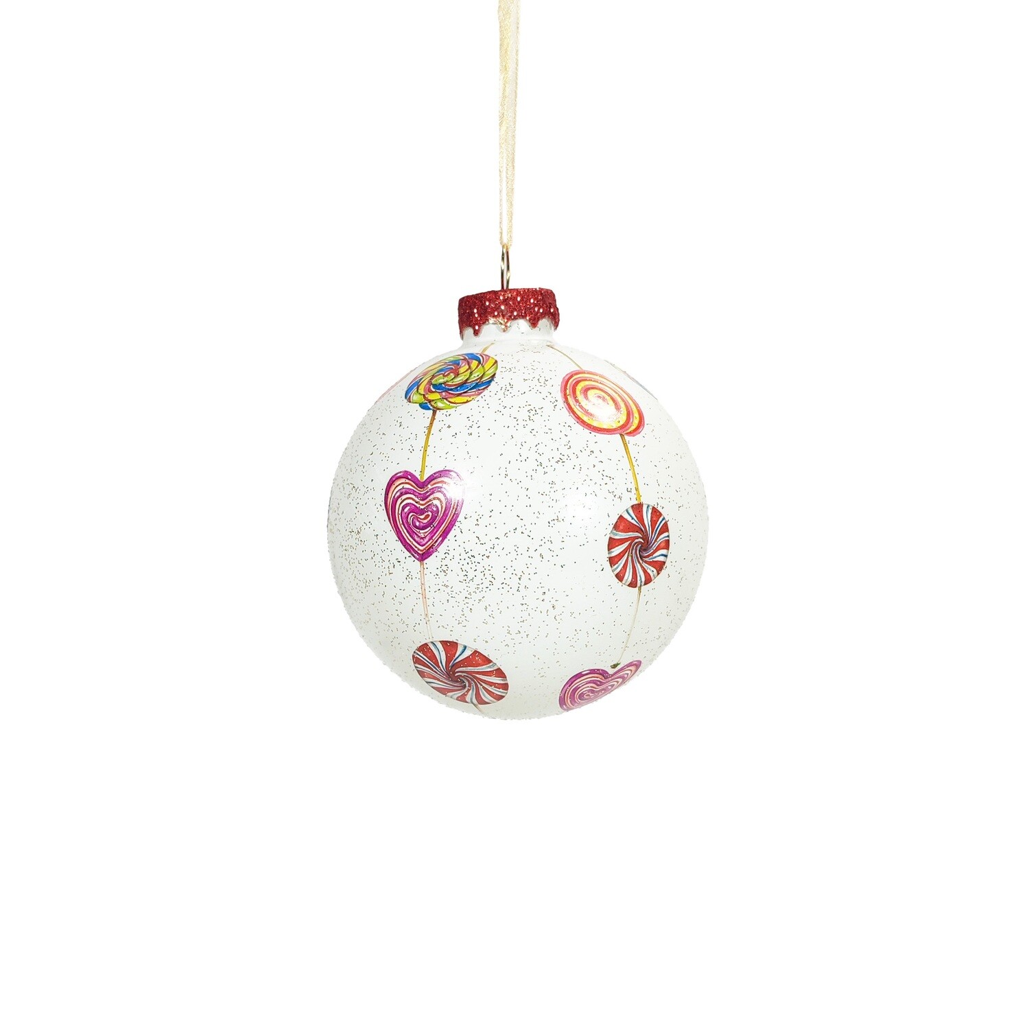 Bauble Glass Candy With Glitter 8cm