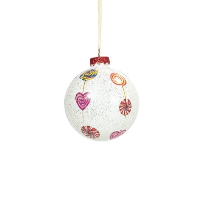 Bauble Glass Candy With Glitter 8cm