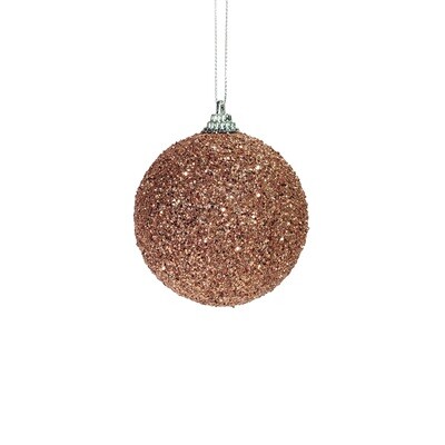 Bauble With Glitter And Sequins - Walnut 8cm