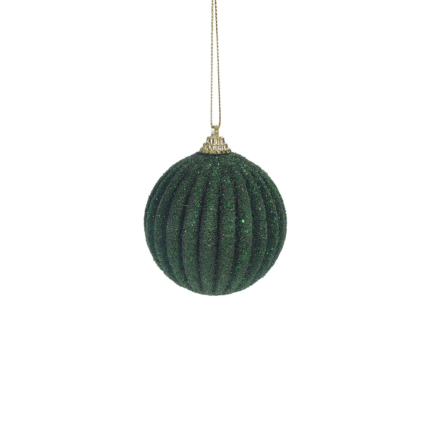 Bauble Foam With Lines Pine Green 8cm