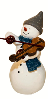 Snowman Playing The Violin 4x8cm