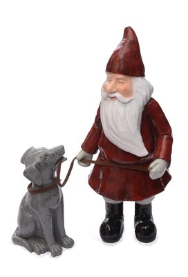 Santa With Dog - Red 8x6x16cm (Santa) , 5x4x9cm (Dog)