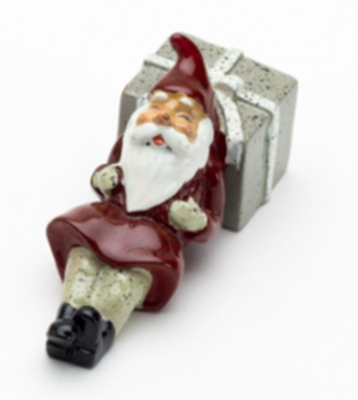 Sleeping Santa With Grey Present 3x7cm