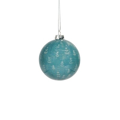 Bauble Blue With Ice Crystals 8cm