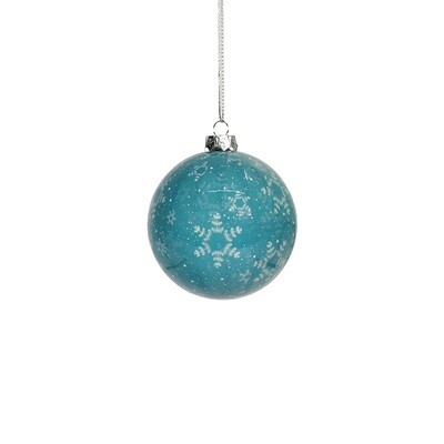 Bauble Blue With Snowflakes 8cm