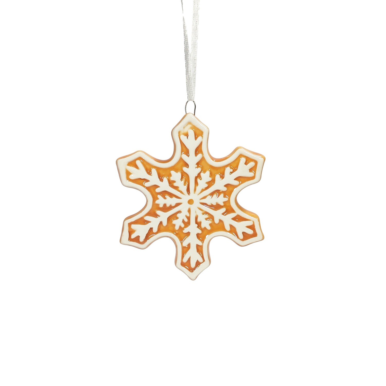 Caramel Snowflake Cookie Hanging Ornament 9x9x1cm