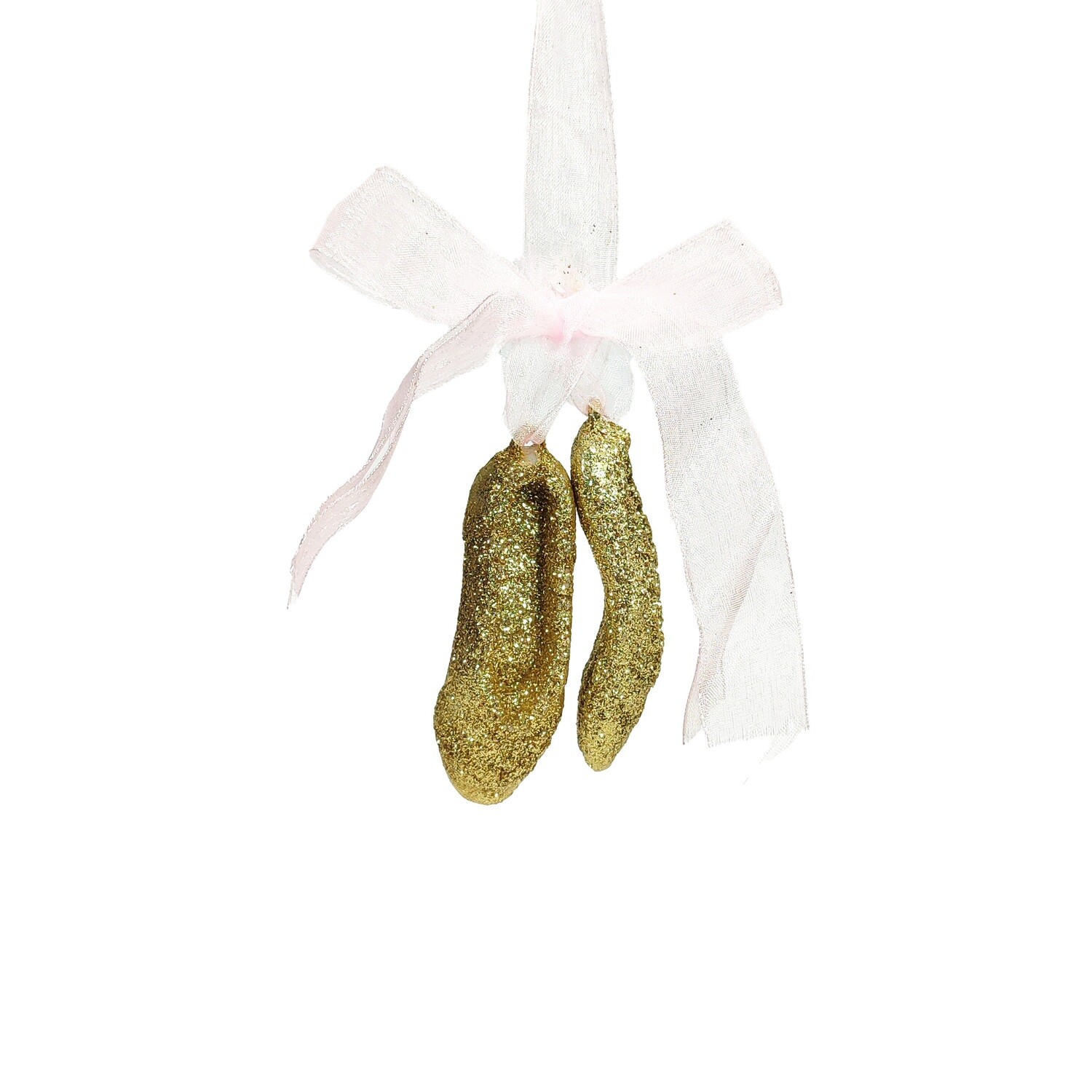 Ballet Shoes With Gold Glitter Hanging Ornament 2.5x2.7x8cm