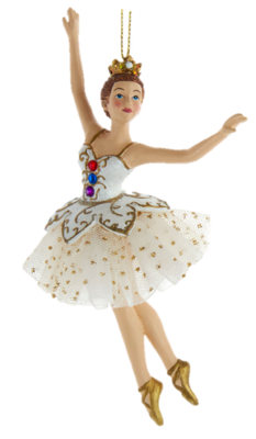 Ballerina With White And Gold Dress With Jewelled Detailing