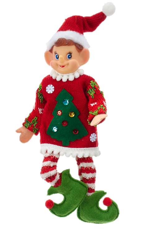 Fabric Christmas Elf With Red Tree Jersey 27.94cm