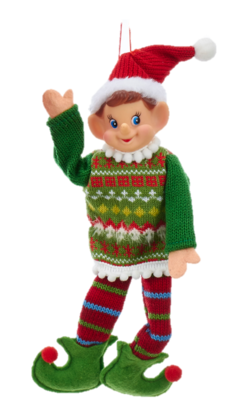 Fabric Christmas Elf With Green Jersey 27.94cm