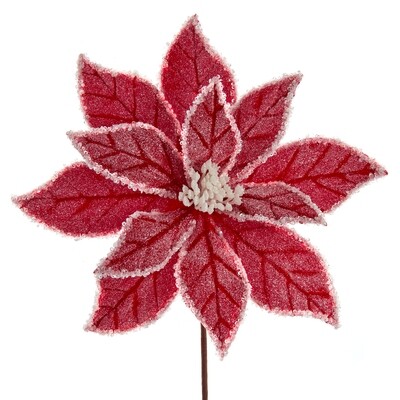 Frosted Velvet Red Poinsettia 35.5cm