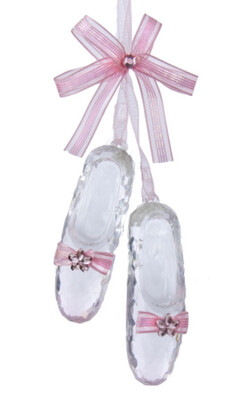 Acrylic Pink Ballet Shoes With Bow 15.24cm