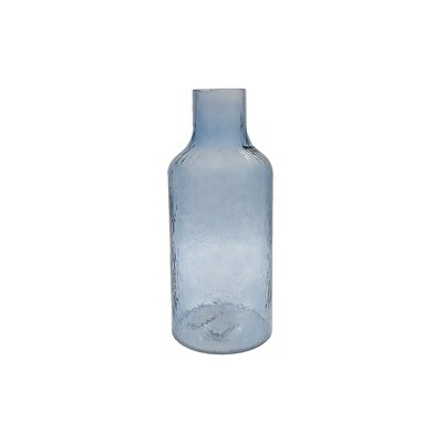 Vase Glass with Hammer Relief L/Blue 35X15cm