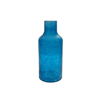 Vase Glass with Hammer Relief D/Blue 35X15cm